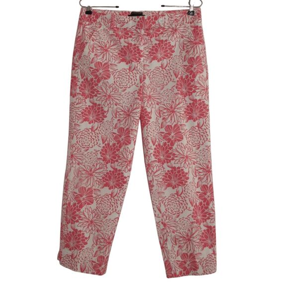 Talbots Perfect Skimmer Crop Pants Pink & White Floral Sz 2 - Picture 1 of 6